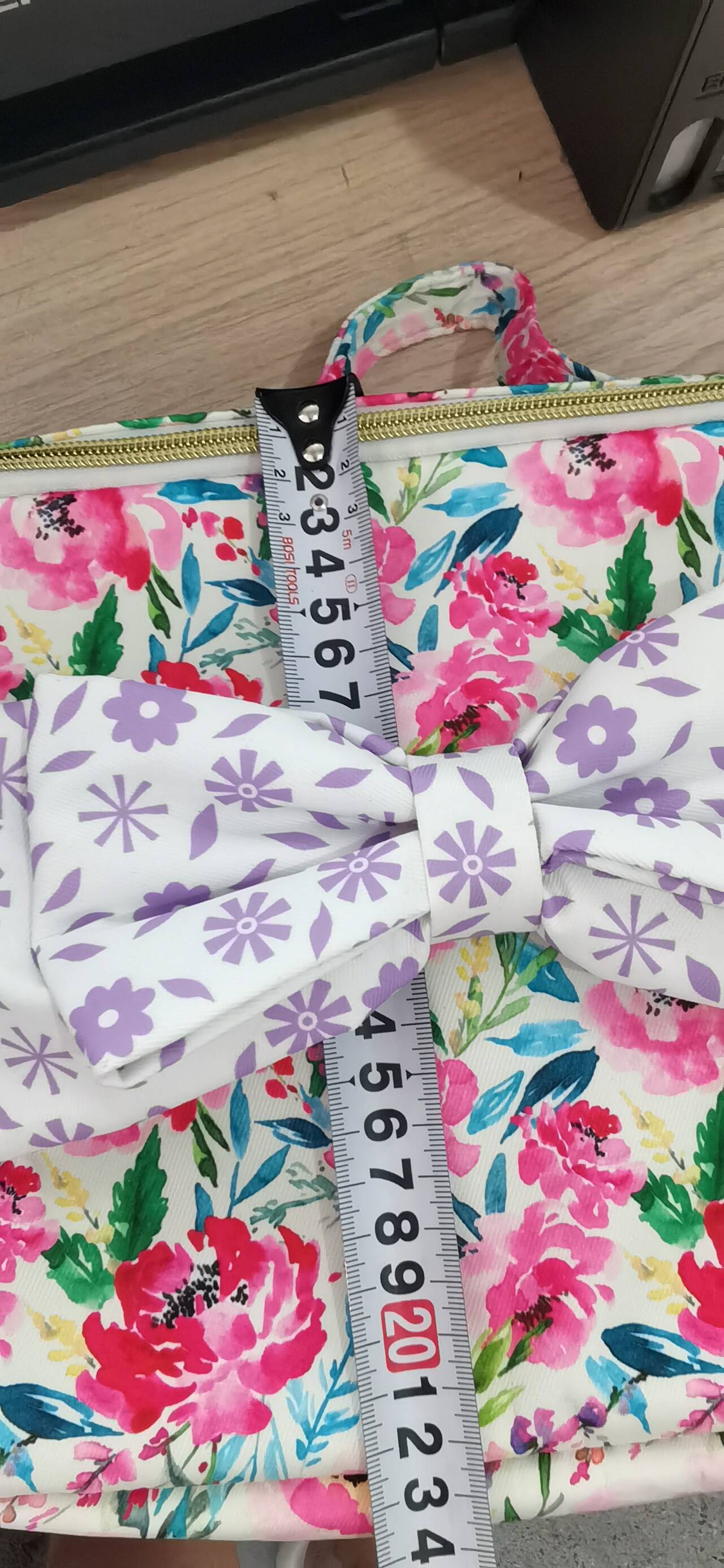 BA0102 Flower Purple Floral Bow Knot Meal Bag Lunch Box Bag