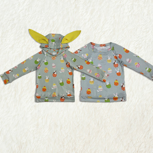 Match Baby Boys Girls Easter Green Rabbits Eggs Long Sleeve Hooded Ears Tops  D 3.10
