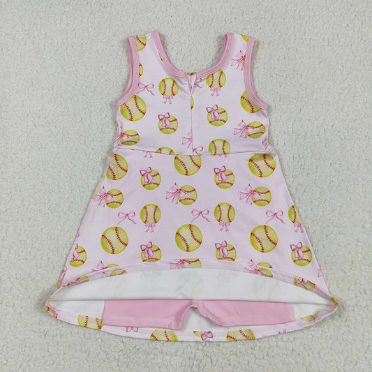 GSD2048 Baby Girls Softball Bow Athletic Active Wear Knee Length Dresses   D 4.12