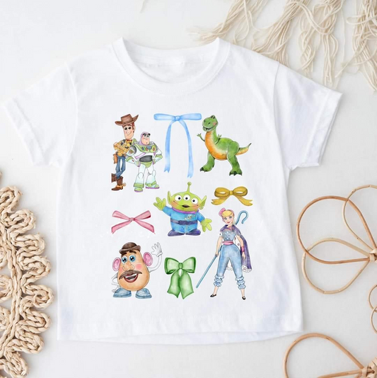 GT0571 Dinosaur bow white short-sleeved top