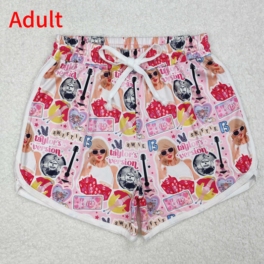 SS0420 Adult Women Pink Singer Lover Summer Shorts
