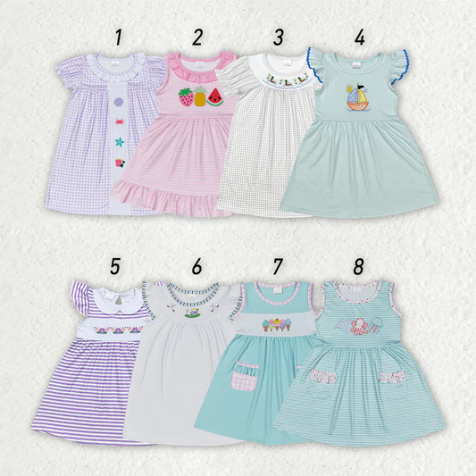 Match Embroidery Baby Girls Summer Vibes Knee Length Dresses  D 4.19