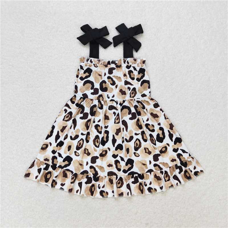 Match Baby Girls Straps Gold Leopard Sibling Sister Rompers Dresses Clothes Sets