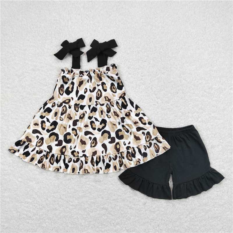 Match Baby Girls Straps Gold Leopard Sibling Sister Rompers Dresses Clothes Sets