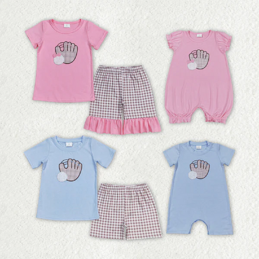 Match Baby Kids Baseball Summer Embroidery Rompers Clothes Sets  D 3.26