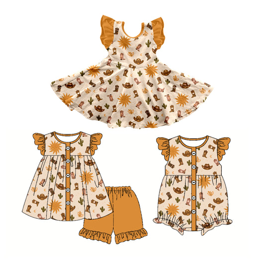 Custom baby girls western cow hat dress set  rompers  D 3.25