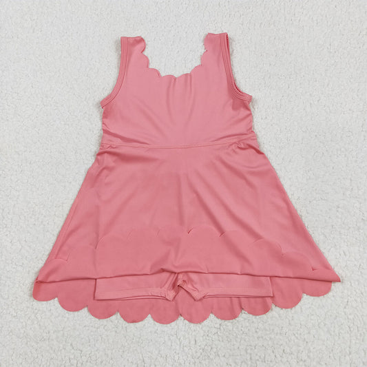 GSD2371  Baby Girls Pink Sleeveless Yoga Active Knee Length Dresses  D 5.6