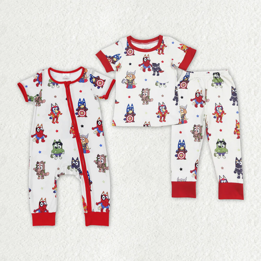 Match Baby Boys Dogs Hero Sibling Brother Rompers Clothes Sets