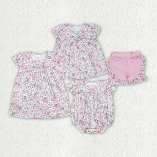 Match Baby Girls Pink Flowers Leaves Rompers Dresses Outfits   D 3.15