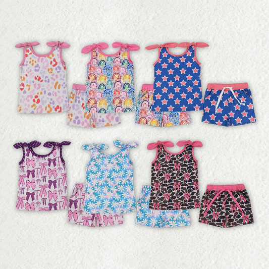 Match Baby Girls Summer Bows Top Shorts Clothes Sets  D 3.27