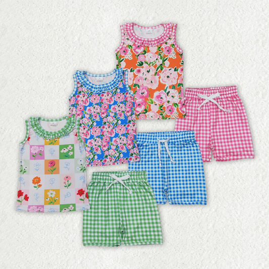 Match Baby Girls Summer Ruffle Sleeveless Floral Top Shorts Sets  D 3.31