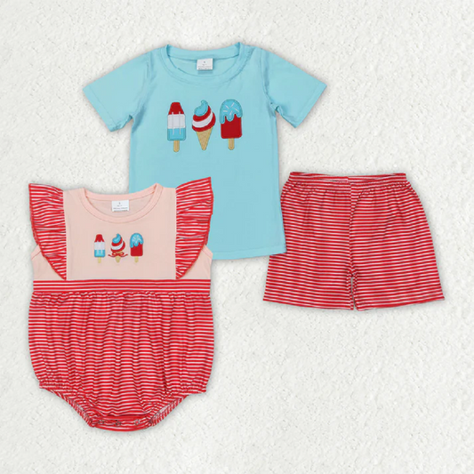 Match Baby Boys Girls Popstick Shirt 4th Of July Rompers Shorts Sets  D 4.4