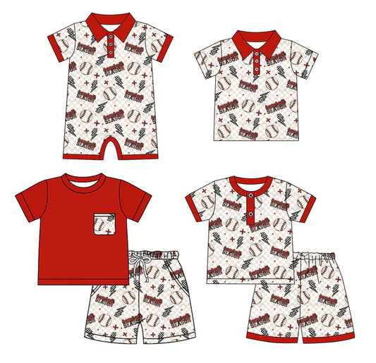 Match Baseball Season Plaid Print Boys Summer Western Matching Clothes Brothers Wear D 4.10