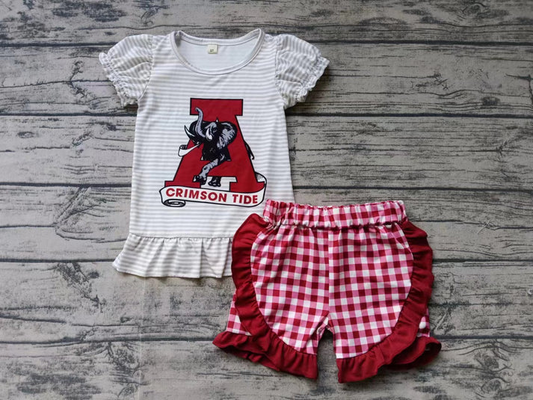 Custom A elephant top shorts girls team clothes  D 4.22
