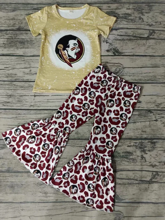 Custom feather bleached top leopard pants girls team clothes  D 4.23