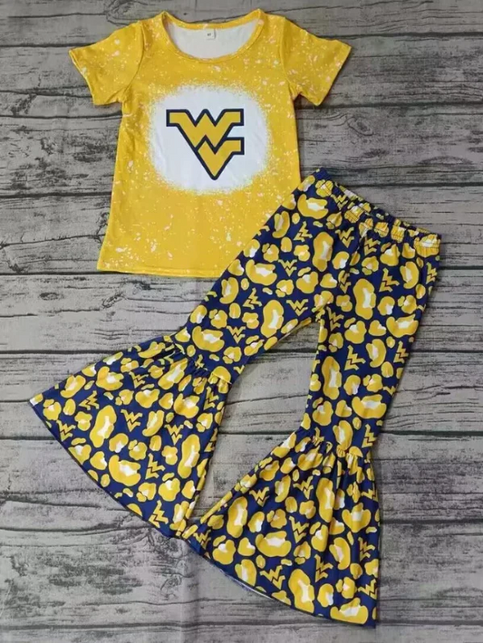 Custom W V bleached top leopard pants girls team clothes D 4.26