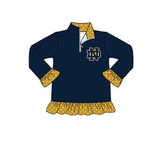 Custom long sleeves N D navy kids girls zip pullover D 4.30