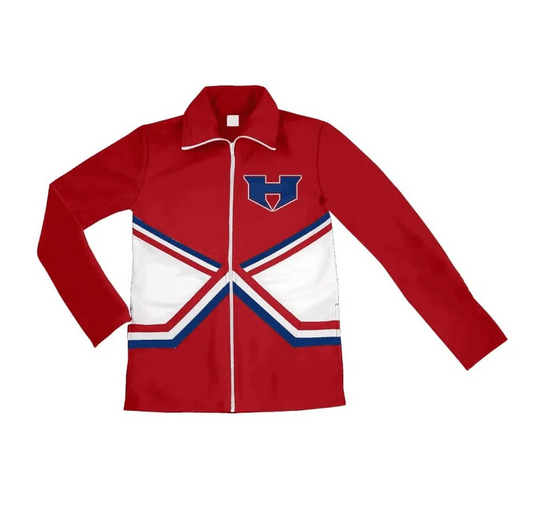 Custom long sleeves red blue kids team zipper jacket shirt D 4.30