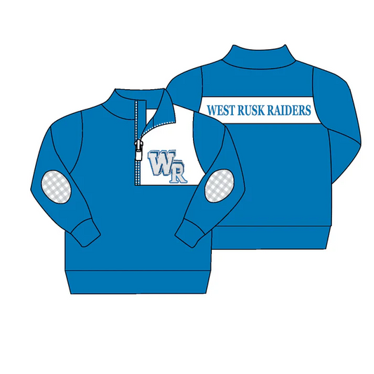 Custom blue plaid W R baby boys team pullover D 4.30