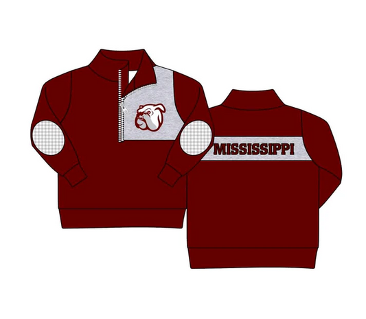 Custom maroon plaid kids boys team pullover D 4.30