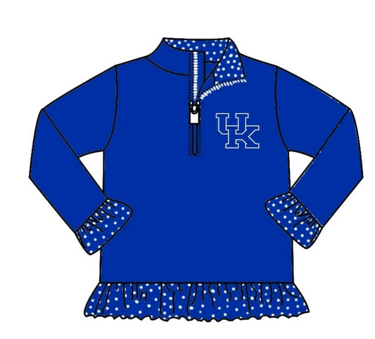 Custom Blue polka dots U K baby girls team shirt D 4.30