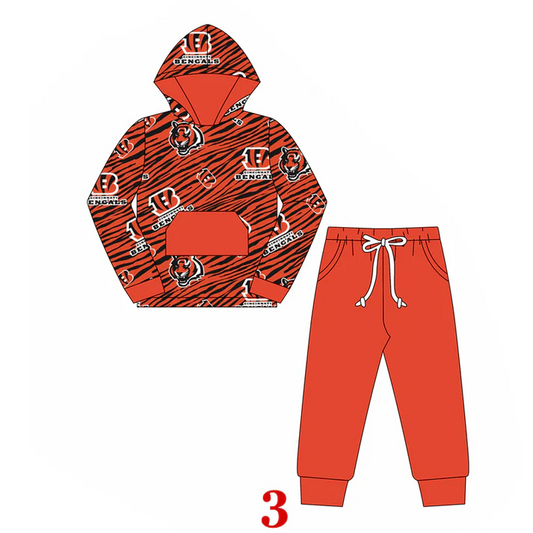 Custom  B orange hoodie pants kids boys team outfits D 4.30