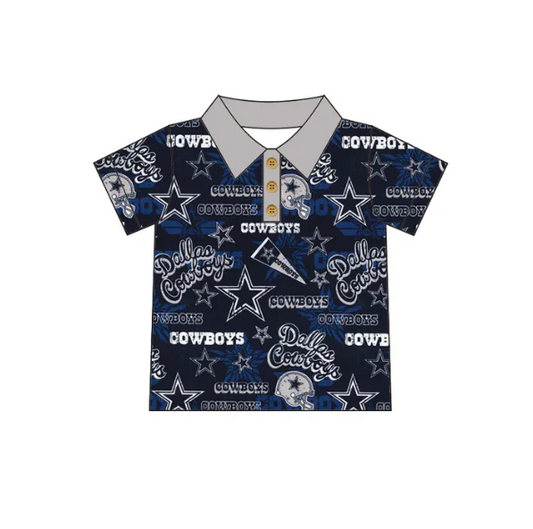 Custom short sleeves blue cowboy team polo shirt D 4.30