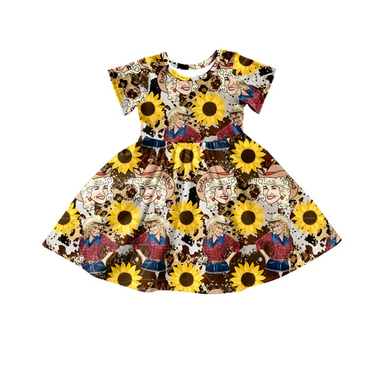 Custom Baby Girls Sing Short Sleeve Knee Length Dresses D 5.7