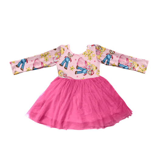Custom Baby Girls Long Sleeve Peach Pink Tutu Dresses D 5.12