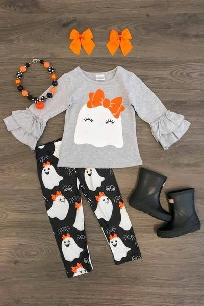 Custom Baby Girls Halloween Ghost Leggings Pants Set D 5.21