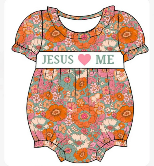 Custom Jesue Love Me Floral Bubble Romper  D 5.21