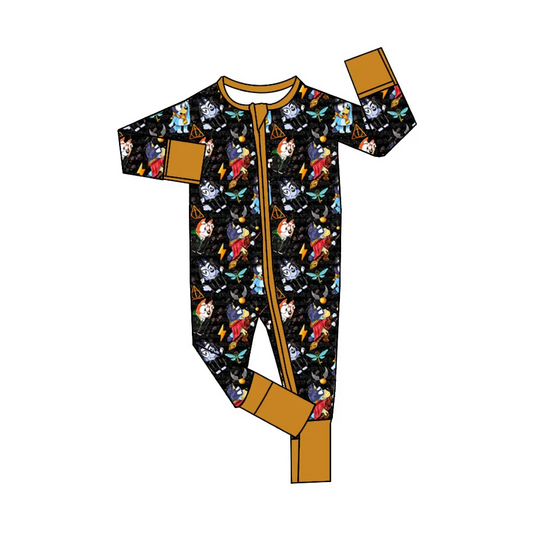 Custom Baby Boys Cartoon Dog Long Sleeve Zip Romper  D 5.21