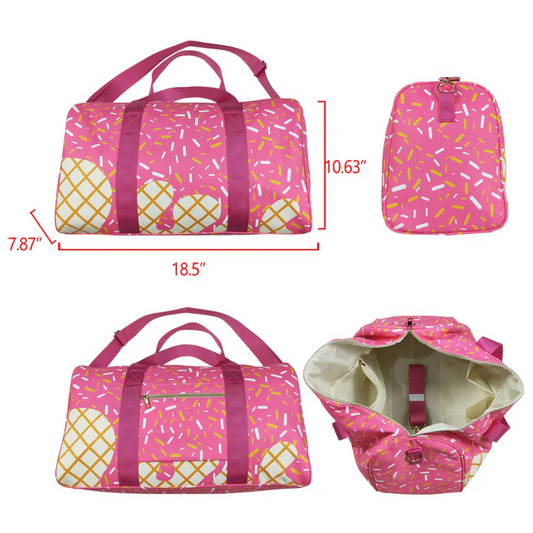 BA0298 Pink Ice Cream Drip Zipper Gym Bags  D 5.22