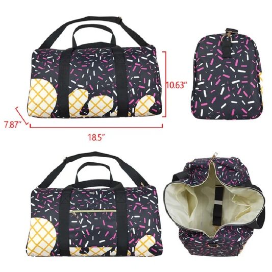 BA0303 Black Ice Cream Drip Zipper Gym Bags  D 5.22