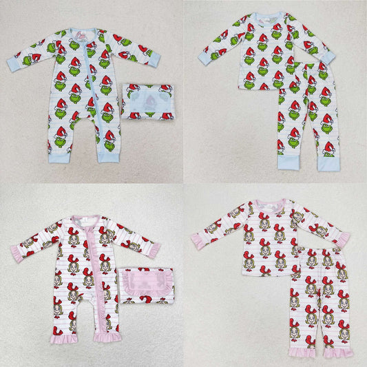 Baby Girls Boys  Face Sibling Bamboo Pajamas Zippy Rompers Clothes Sets