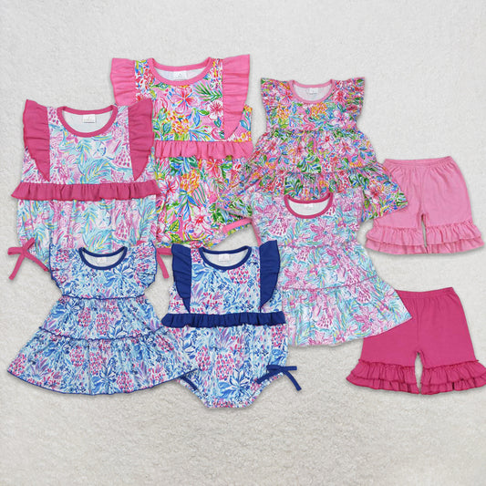 Match Baby Girls Flowers Set Romper  D 3.15