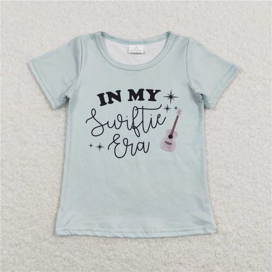 GT0433 in my swiftie era letter teal short sleeve top