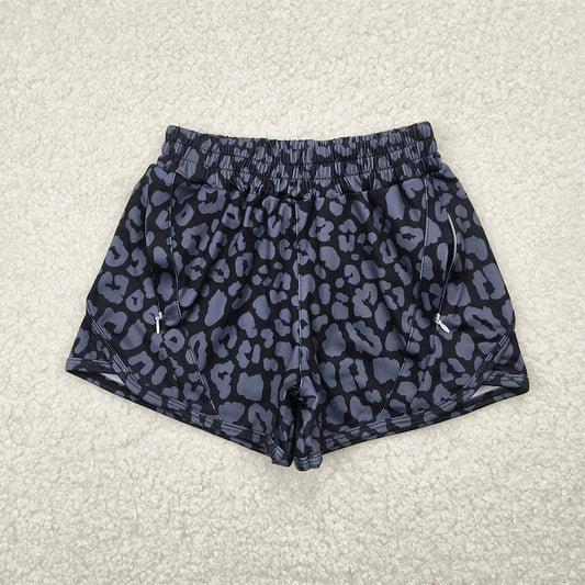 SS0467  Baby Girls Black Leopard Yoga Shorts Bottoms D 4.11