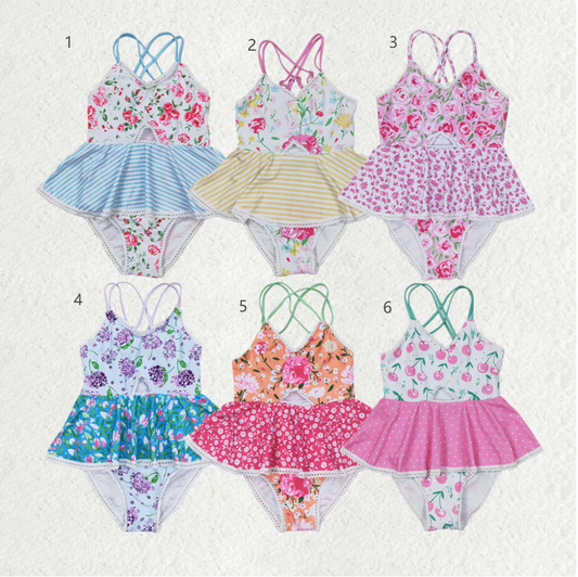 Match Baby Girls Summer Ruffle One Piece Sibling Sister Swimsuits
