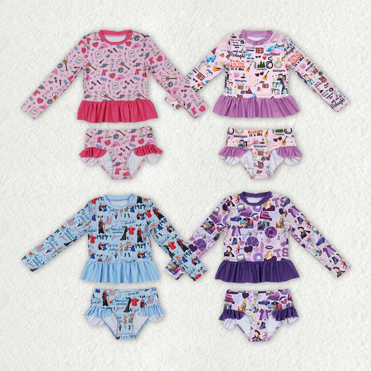 Match Baby Girls Sibling Long Sleeve Singer Top Bummie Swimsuits
