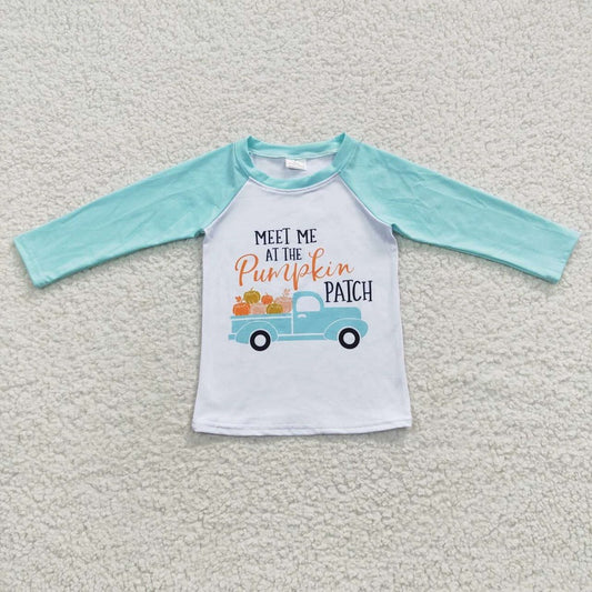 6 A32-3 Green Pumpkin Car Long Sleeve Top