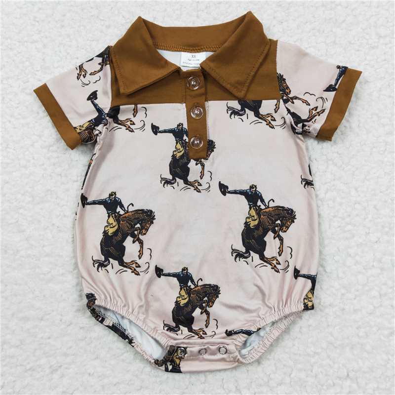 Match Baby Boys Western Buttons Short Sleeve Shirt Rompers D 4.19