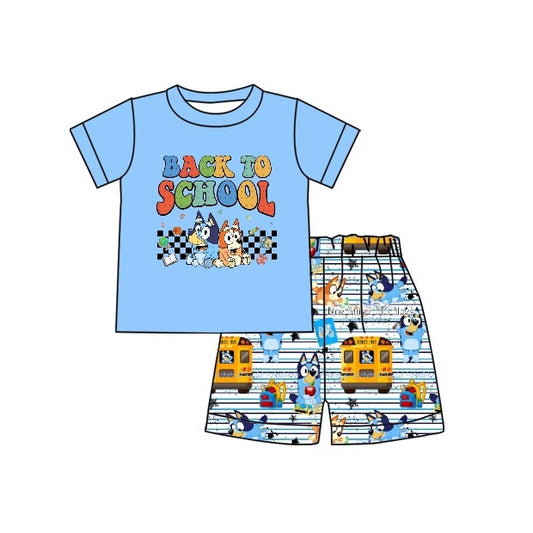 pre-order BSSO0772 back to school bluey blue short-sleeved striped shorts suit