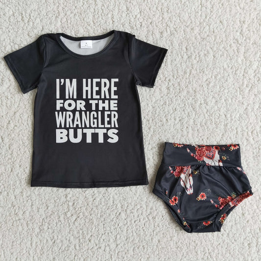 A7-8 Black Letter Short Sleeve Top Flower Thong