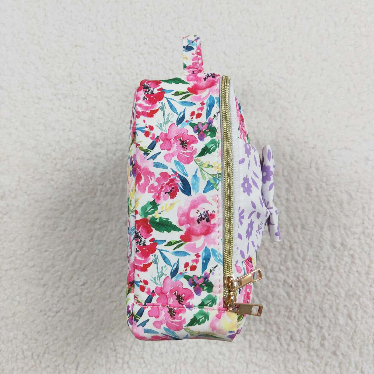 BA0102 Flower Purple Floral Bow Knot Meal Bag Lunch Box Bag