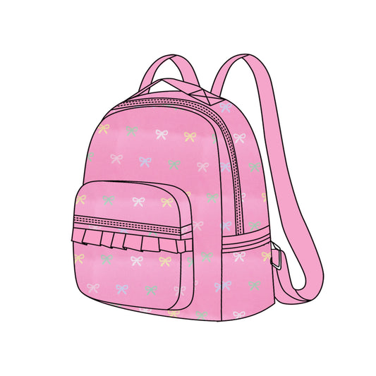 presale BA0278 Pink lace backpack with colorful bow pattern  2024 11.6