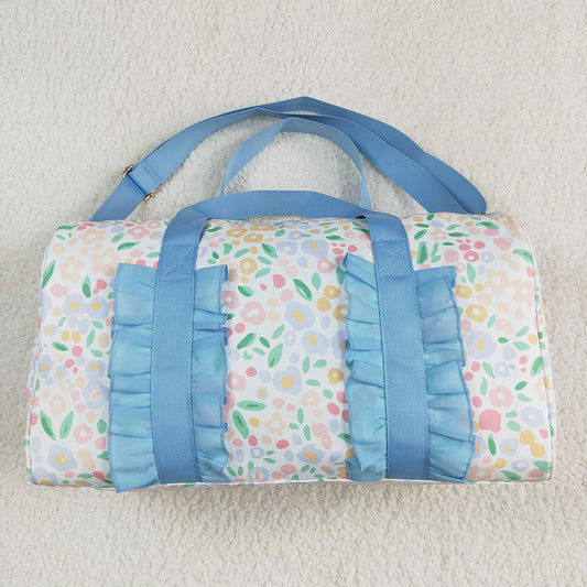 BA0292 Blue Ruffle Colorful Leopard Print Gym Duffle Bags  D 4.19