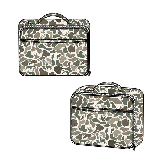 presale BA0305  Green Deer Western Camo Print Zipper Lunch Bags  D 5.8