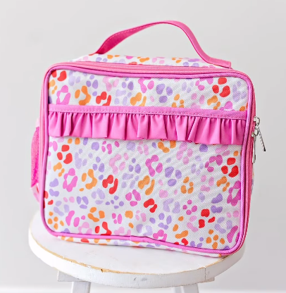 presale BA0309 Pink ruffle leopard girls lunch box bag  D 5.16