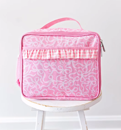 presale BA0310 Pink ruffle bow kids girls lunch box bag  D 5.16